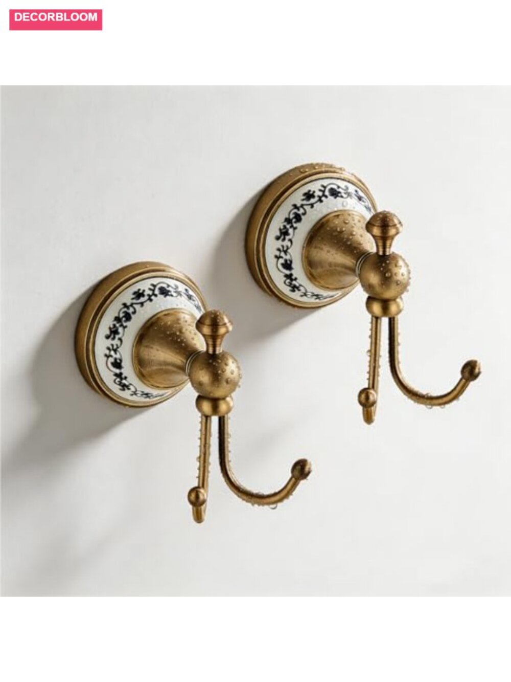 Solid Brass Double Towel Hook Antique Finish Heavy Duty Wall Mount Coat Robe